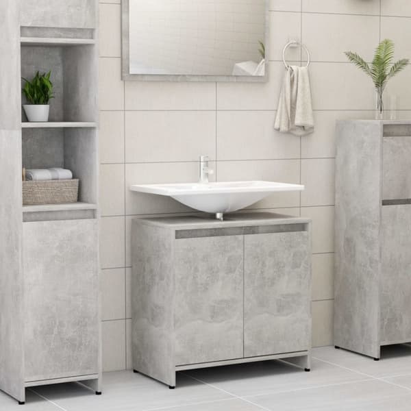 vidaXL Badrumsskåp betonggrå 60x33x61 cm spånskiva -  Badrumsinredningspaket