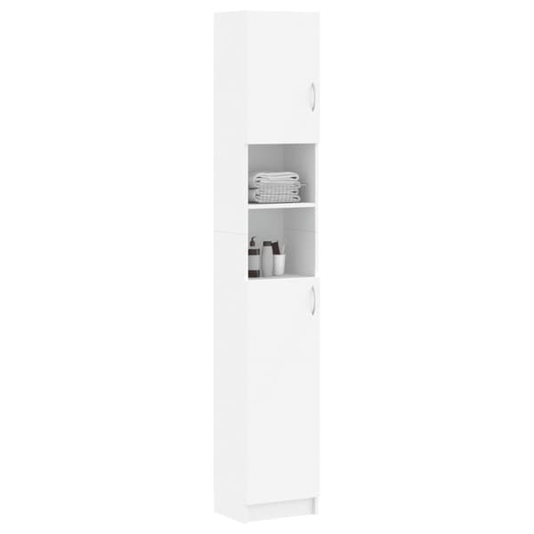 The Living Store badeværelsesskab 32x35,5x190 cm konstrueret træ hvid -  Møbelsæt til badeværelse