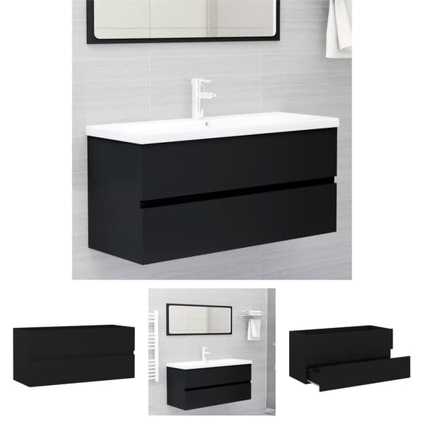 The Living Store vaskeskab 100x38,5x45 cm spånplade sort -  Møbelsæt til badeværelse