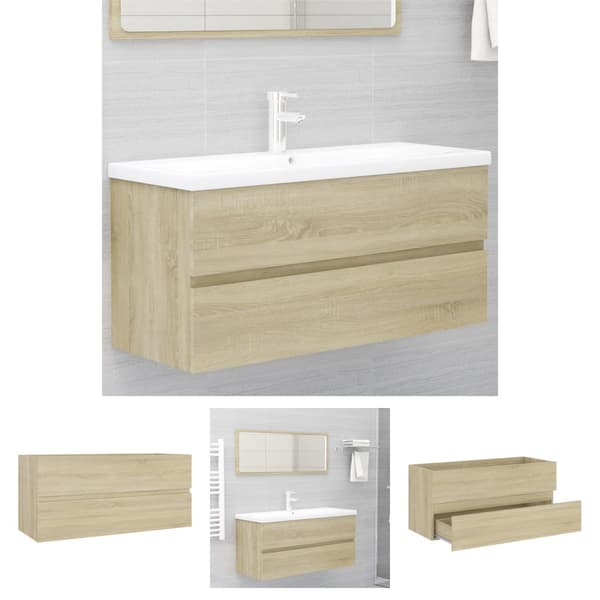 The Living Store vaskeskab 100x38,5x45 cm spånplade sonoma-eg -  Møbelsæt til badeværelse