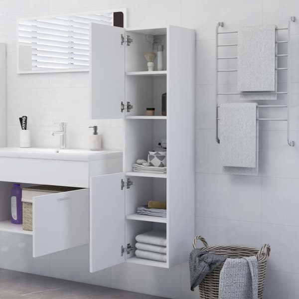 The Living Store badeværelsesskab 30x30x130 cm spånplade hvid -  Møbelsæt til badeværelse