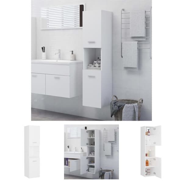 The Living Store Badrumsskåp vit 30x30x130 cm spånskiva -  Badrumsinredningspaket