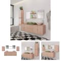 Miniatyrbillede 1 af 11: The Living Store sæt med badeværelsesmøbler og håndvask 9 dele beige -  Møbelsæt til badeværelse