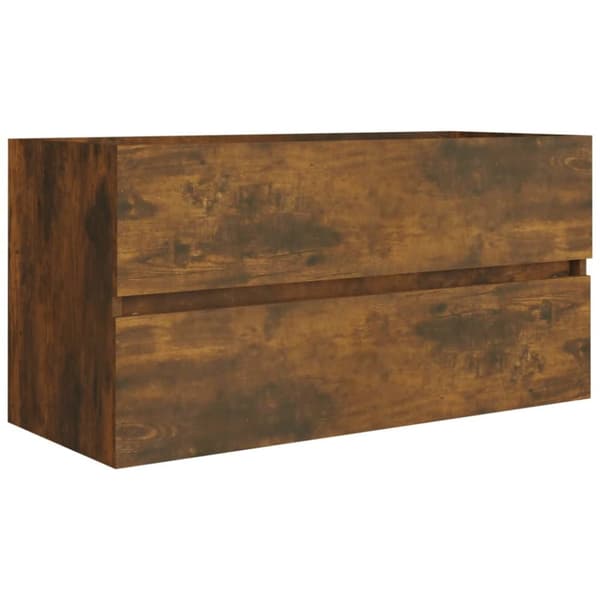 The Living Store badeværelsesskab 90x38,5x45 cm konstrueret træ røget egetræ -  Møbelsæt til badeværelse