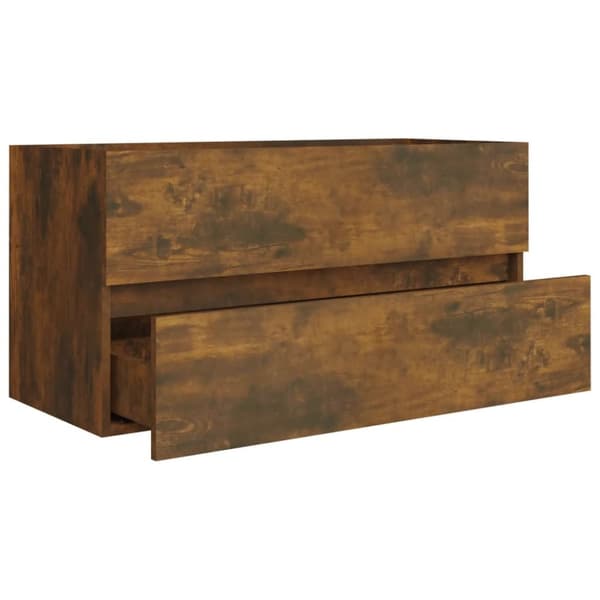 The Living Store badeværelsesskab 90x38,5x45 cm konstrueret træ røget egetræ -  Møbelsæt til badeværelse