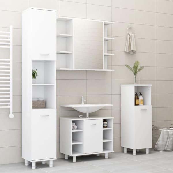The Living Store badeværelsesskab 30x30x179 cm spånplade hvid -  Møbelsæt til badeværelse