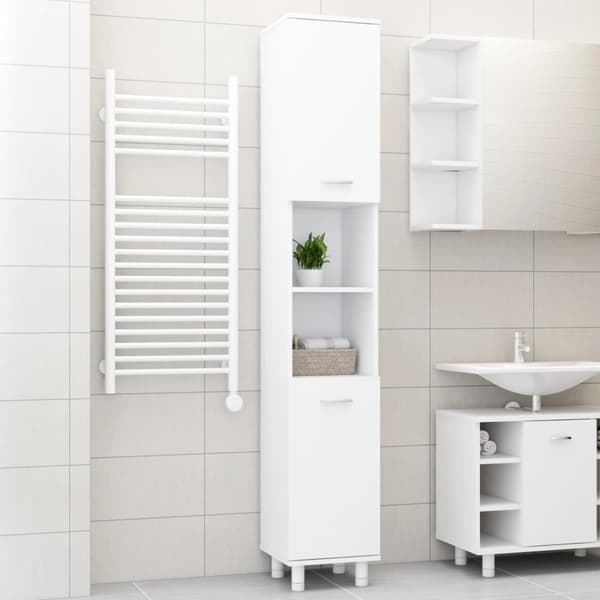 The Living Store badeværelsesskab 30x30x179 cm spånplade hvid -  Møbelsæt til badeværelse