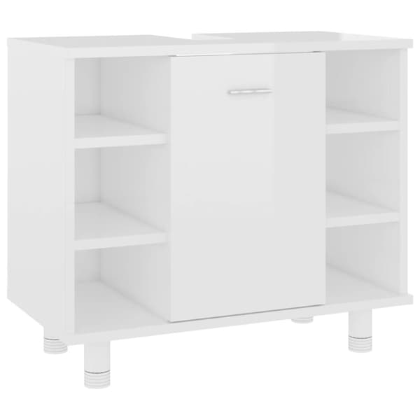 The Living Store badeværelsesskab 60x32x53,5 cm spånplade hvid højglans -  Møbelsæt til badeværelse