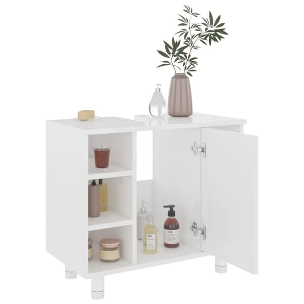 The Living Store badeværelsesskab 60x32x53,5 cm spånplade hvid højglans -  Møbelsæt til badeværelse