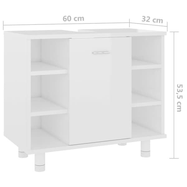 The Living Store badeværelsesskab 60x32x53,5 cm spånplade hvid højglans -  Møbelsæt til badeværelse