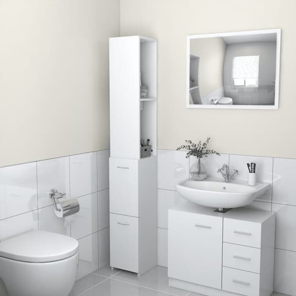 The Living Store Badrumsskåp vit 25x26,5x170 cm konstruerat trä -  Badrumsinredningspaket