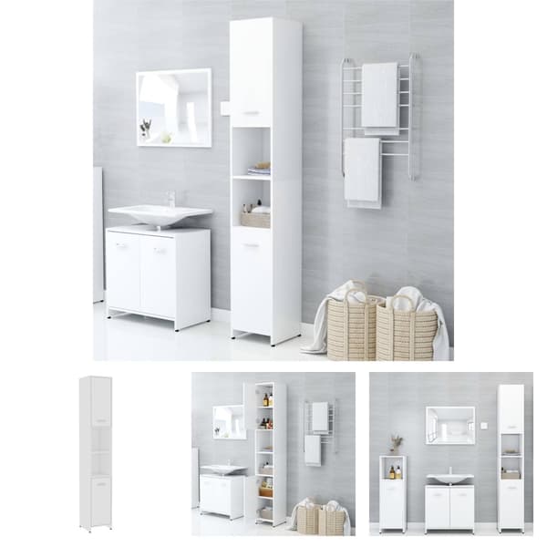 The Living Store badeværelsesskab 30x30x183,5 cm spånplade hvid -  Møbelsæt til badeværelse