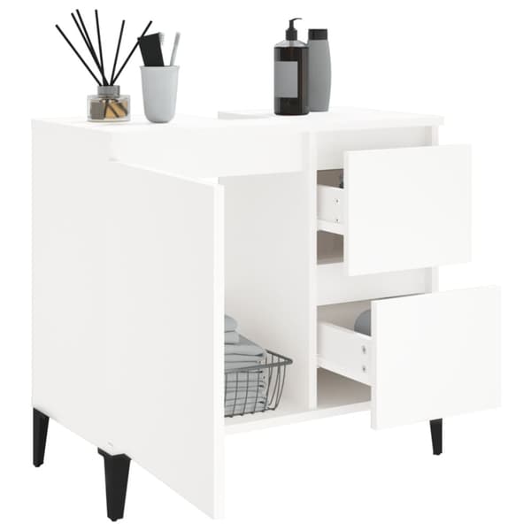 The Living Store Badrumsskåp vit 65x33x60 cm konstruerat trä -  Badrumsinredningspaket