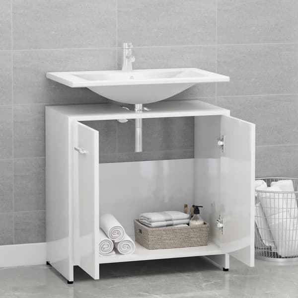 The Living Store Badrumsskåp vit högglans 60x33x61 cm konstruerat trä -  Badrumsinredningspaket