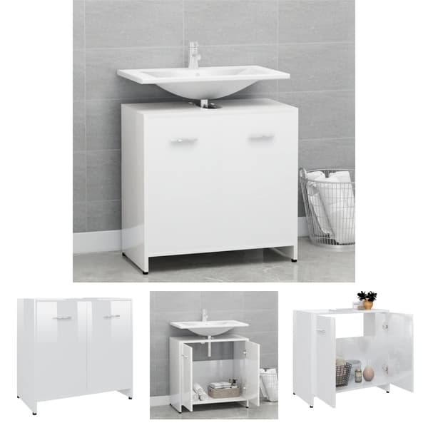 The Living Store Badrumsskåp vit högglans 60x33x61 cm konstruerat trä -  Badrumsinredningspaket