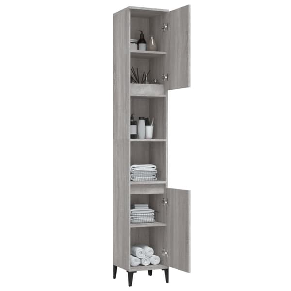 The Living Store Badrumsskåp grå sonoma 30x30x190 cm konstruerat trä -  Badrumsinredningspaket