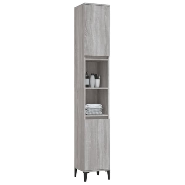 The Living Store Badrumsskåp grå sonoma 30x30x190 cm konstruerat trä -  Badrumsinredningspaket