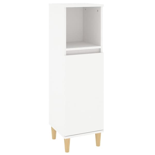 The Living Store badeværelsesskab 30x30x100 cm konstrueret træ hvid -  Møbelsæt til badeværelse
