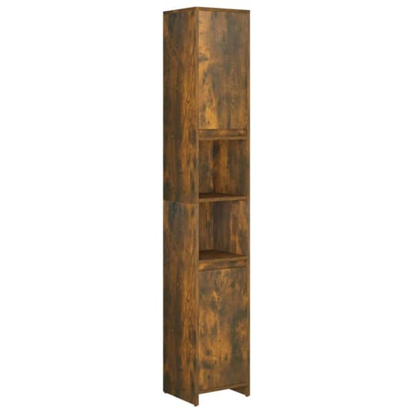 The Living Store badeværelsesskab 30x30x183,5 cm konstrueret træ røget egetræ - Møbelsæt til badeværelse