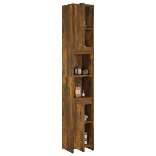 The Living Store badeværelsesskab 30x30x183,5 cm konstrueret træ røget egetræ - Møbelsæt til badeværelse