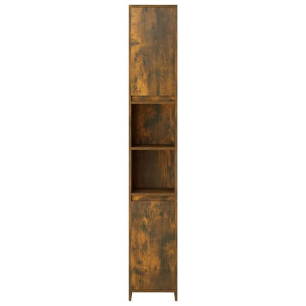 The Living Store badeværelsesskab 30x30x183,5 cm konstrueret træ røget egetræ - Møbelsæt til badeværelse