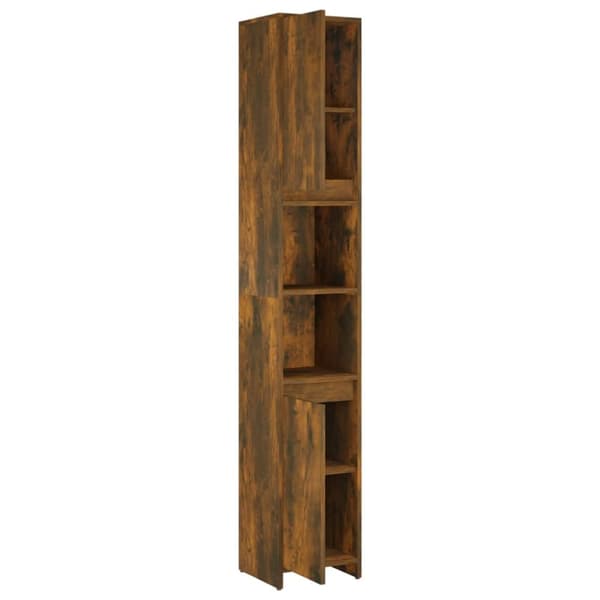 The Living Store badeværelsesskab 30x30x183,5 cm konstrueret træ røget egetræ - Møbelsæt til badeværelse