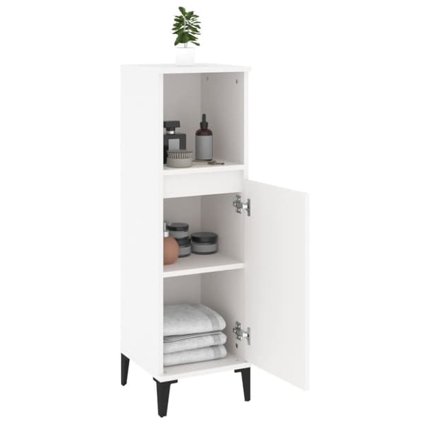 The Living Store badeværelsesskab 30x30x100 cm konstrueret træ hvid - Møbelsæt til badeværelse