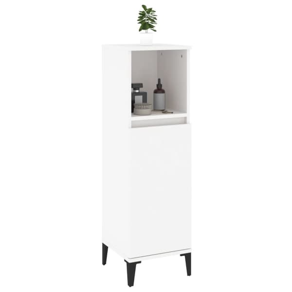 The Living Store badeværelsesskab 30x30x100 cm konstrueret træ hvid - Møbelsæt til badeværelse