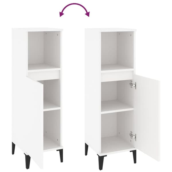 The Living Store badeværelsesskab 30x30x100 cm konstrueret træ hvid - Møbelsæt til badeværelse