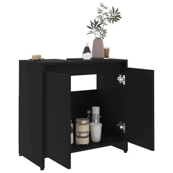 The Living Store badeværelsesskab 60x33x61 cm spånplade sort -  Møbelsæt til badeværelse