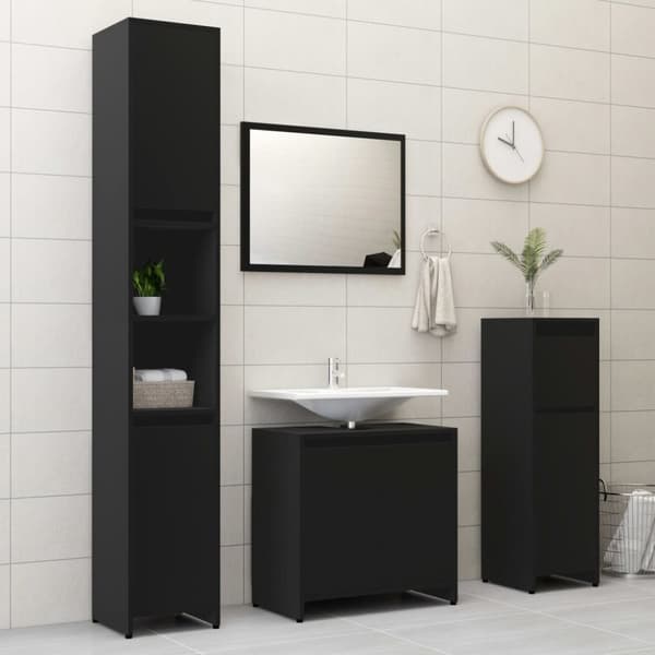 The Living Store badeværelsesskab 60x33x61 cm spånplade sort -  Møbelsæt til badeværelse