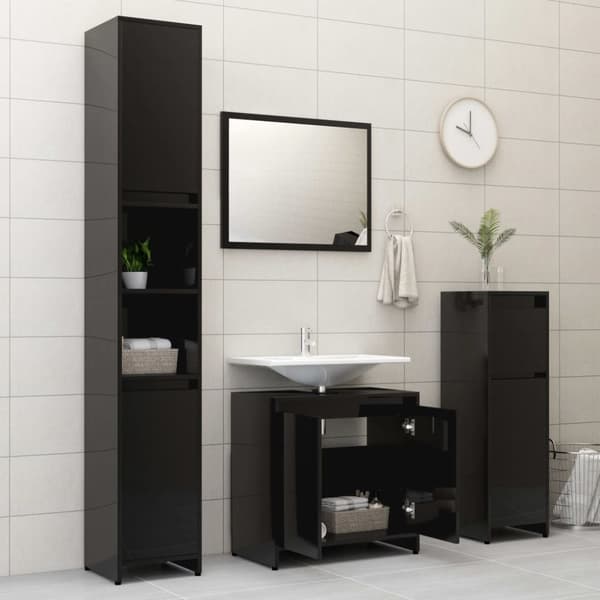 The Living Store badeværelsesskab 60x33x61 cm spånplade sort -  Møbelsæt til badeværelse