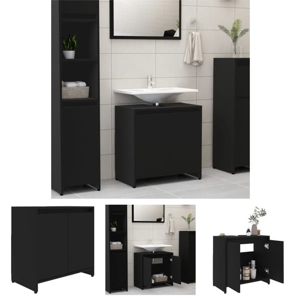 The Living Store badeværelsesskab 60x33x61 cm spånplade sort -  Møbelsæt til badeværelse