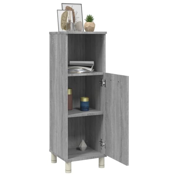 The Living Store badeværelsesskab 30x30x95 cm konstrueret træ grå sonoma-eg - Møbelsæt til badeværelse
