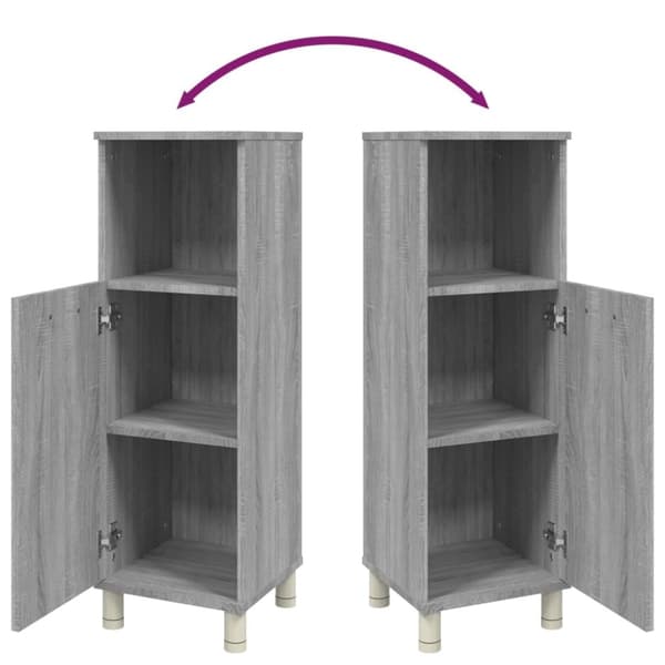 The Living Store badeværelsesskab 30x30x95 cm konstrueret træ grå sonoma-eg - Møbelsæt til badeværelse