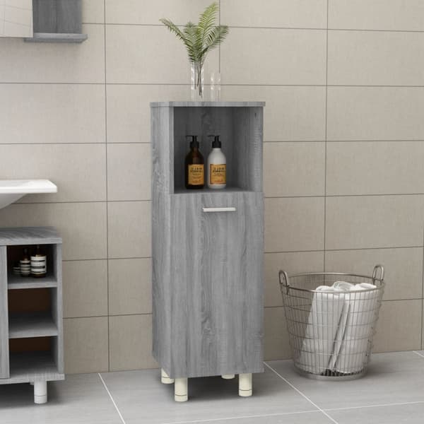 The Living Store badeværelsesskab 30x30x95 cm konstrueret træ grå sonoma-eg - Møbelsæt til badeværelse