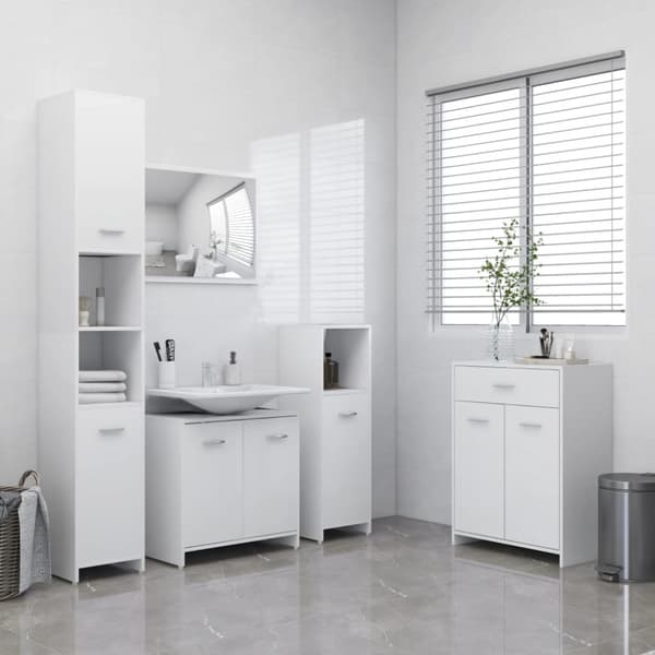 The Living Store Badrumsskåp vit 60x33x80 cm konstruerat trä -  Badrumsinredningspaket