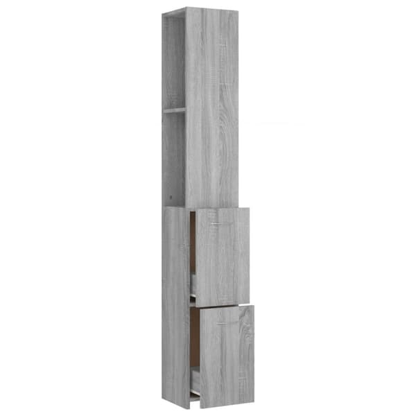 The Living Store badeværelsesskab 25x26,5x170 cm konstrueret træ grå sonoma-eg -  Møbelsæt til badeværelse