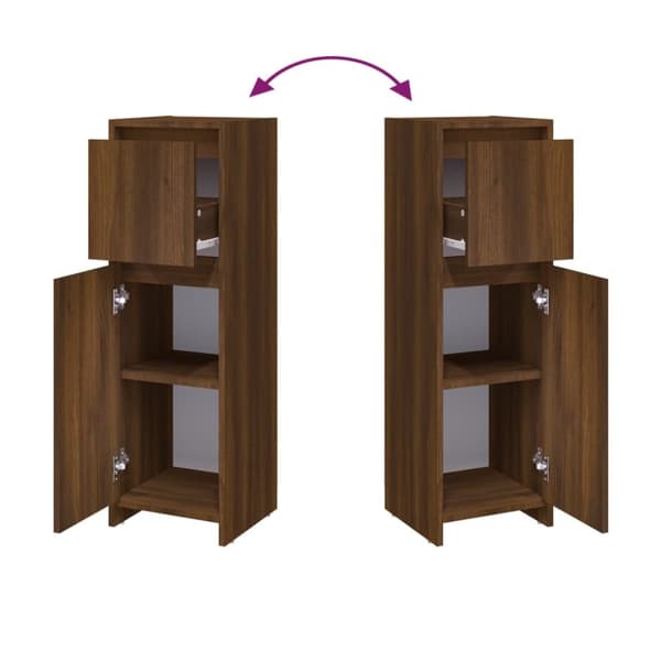 The Living Store Badrumsskåp brun ek 30x30x95 cm konstruerat trä - Badrumsinredningspaket