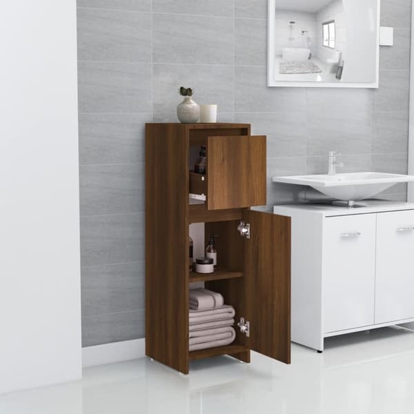 The Living Store Badrumsskåp brun ek 30x30x95 cm konstruerat trä -  Badrumsinredningspaket