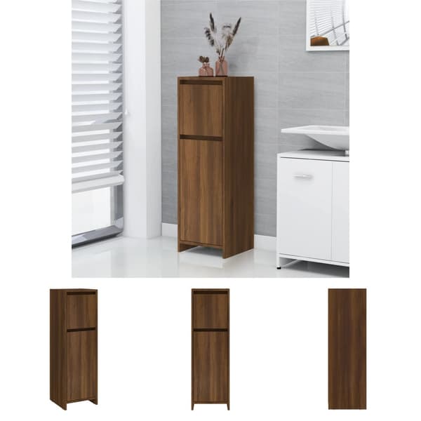 The Living Store Badrumsskåp brun ek 30x30x95 cm konstruerat trä - Badrumsinredningspaket