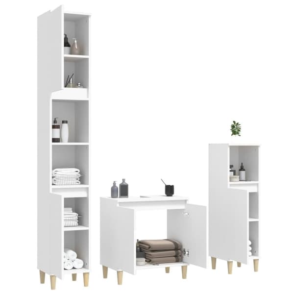 The Living Store møbelsæt til badeværelse 3 dele konstrueret træ hvid - Møbelsæt til badeværelse