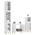 Miniatyrbillede 5 af 11: The Living Store møbelsæt til badeværelse 3 dele konstrueret træ hvid -  Møbelsæt til badeværelse