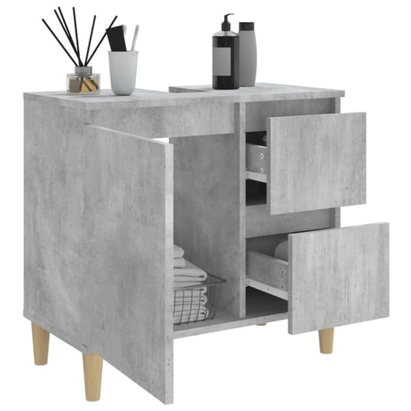 The Living Store Kylpyhuoneen kaappi betoninharmaa 65x33x60 cm tekninen puu -  Kylpyhuoneen kalusteet
