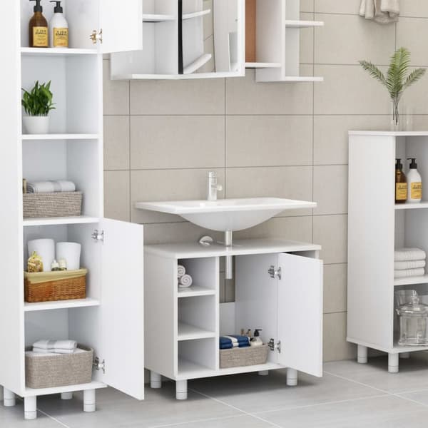The Living Store badeværelsesskab 60x32x53,5 cm spånplade hvid -  Møbelsæt til badeværelse