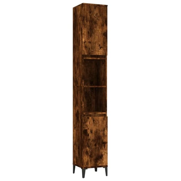 The Living Store badeværelsesskab 30x30x190 cm konstrueret træ røget egetræ -  Møbelsæt til badeværelse