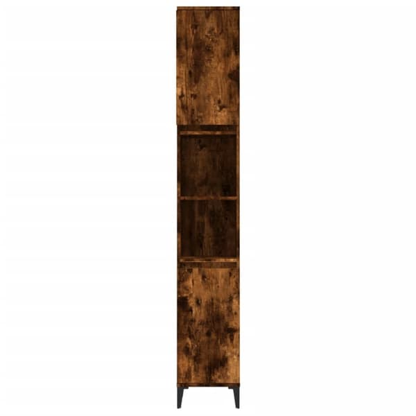 The Living Store badeværelsesskab 30x30x190 cm konstrueret træ røget egetræ -  Møbelsæt til badeværelse