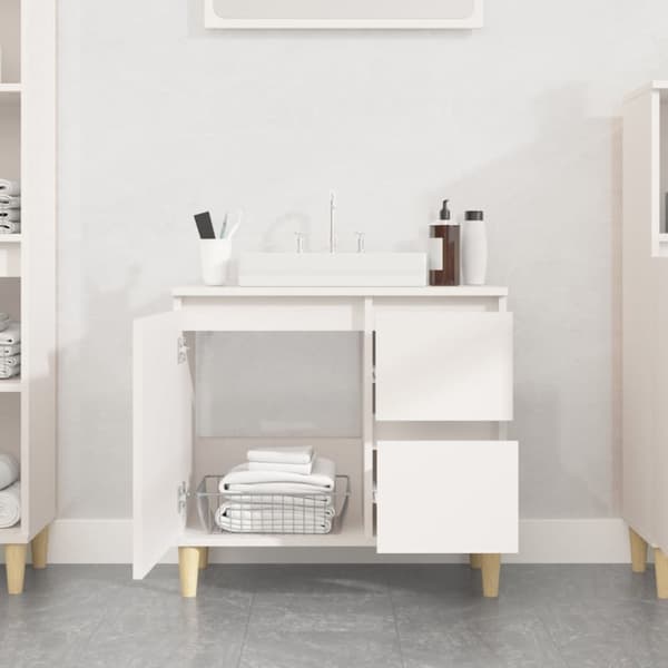 The Living Store Badrumsskåp vit 65x33x60 cm konstruerat trä -  Badrumsinredningspaket