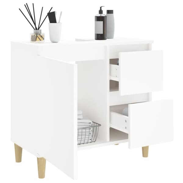 The Living Store Badrumsskåp vit 65x33x60 cm konstruerat trä -  Badrumsinredningspaket