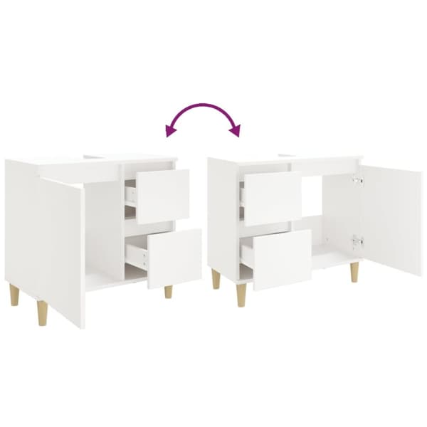 The Living Store Badrumsskåp vit 65x33x60 cm konstruerat trä -  Badrumsinredningspaket